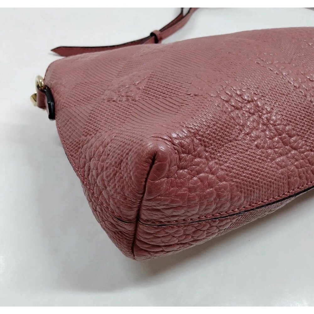 BURBERRY Crossbody Bag Pink Embossed Leather Good Used Condition - Picture 5 of 14